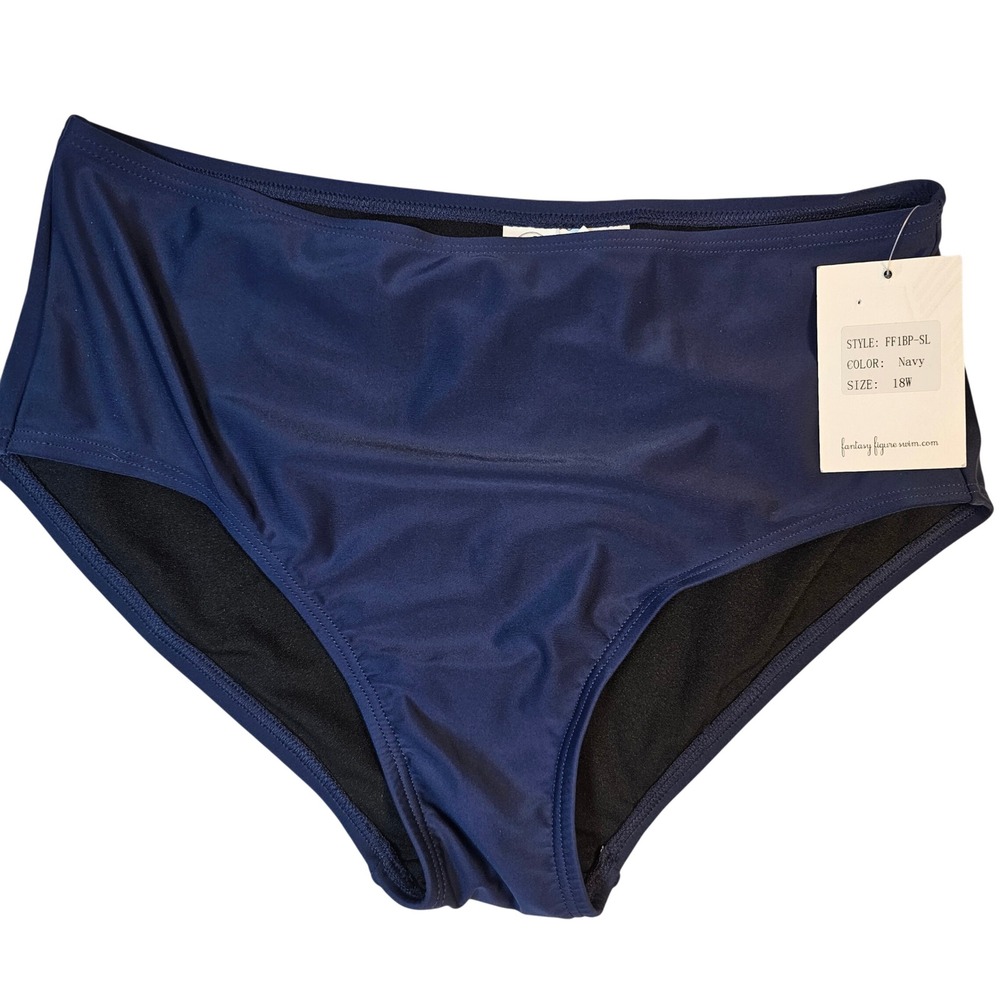 Fantasy Figure Navy Blue High Waisted Bikini Bottoms FF1BP-SL Plus Size 18W NWT